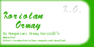 koriolan ormay business card